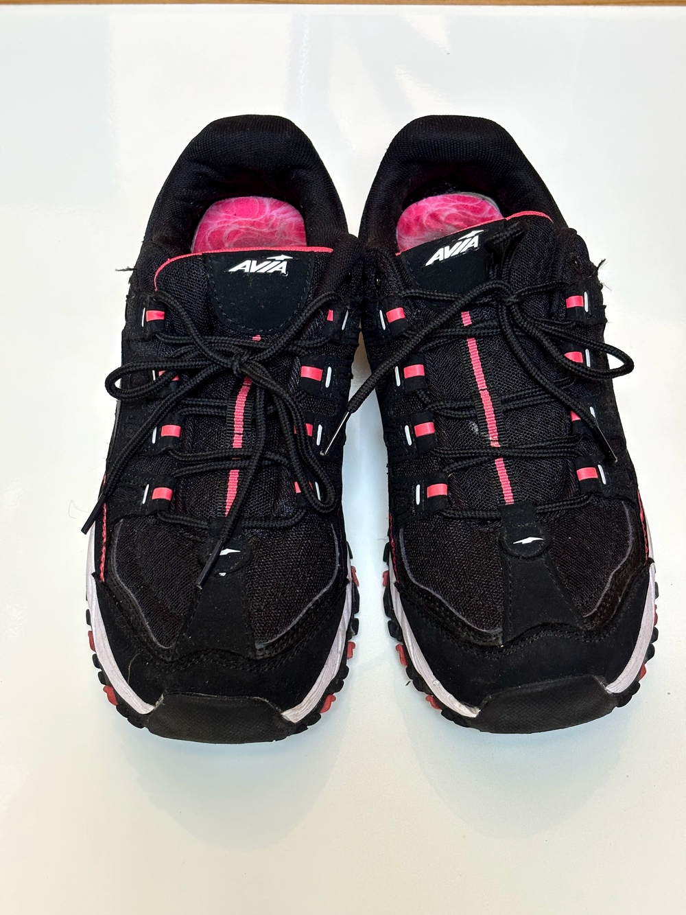 Avia Black Athletic Sneakers with Pink Accents